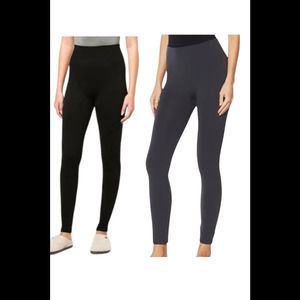 Retreat by Rhonda Shear Women's 2-Pack Plush Fleece Legging Black/Gray - Regular